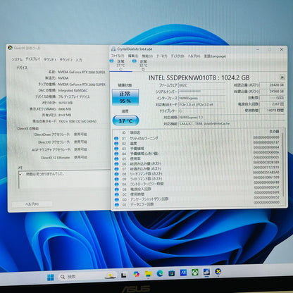 ASUS ROG Strix G15CK Core i7-10700KF 16GB SSD 1TB HDD 1TB RTX 2060 SUPER OS:Win 11 Home 【C3934-160 】