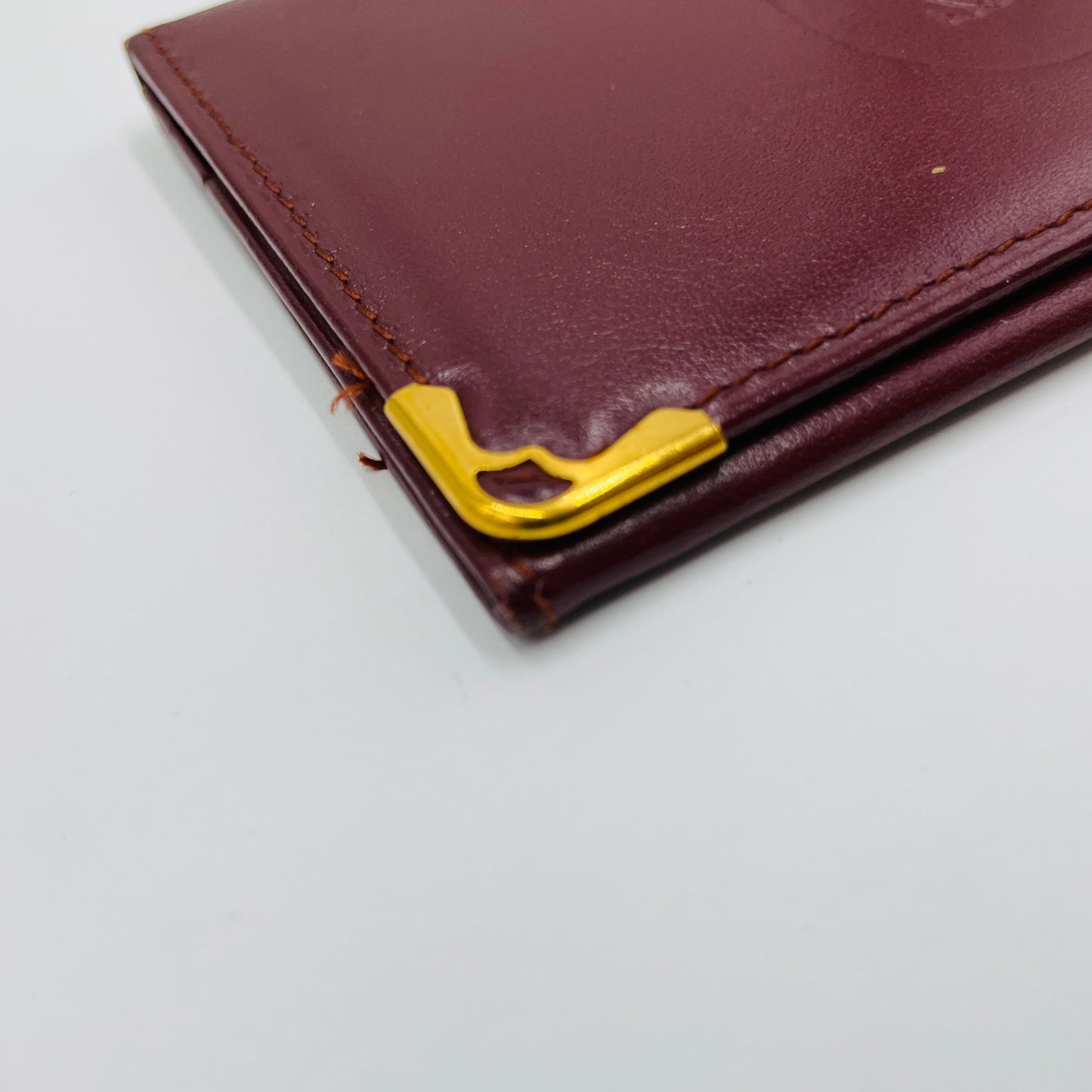カルティエ ヴィンテージ マストライン カード パスケース 名刺入れ C2ロゴ レザー ボルドー Cartier【C3704-N】