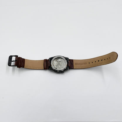 美品 セイコー SEIKO 5 21石 7S26-02T0 自動巻き 腕時計 ブラック文字盤 デイデイト箱・説明書【C8023-60】