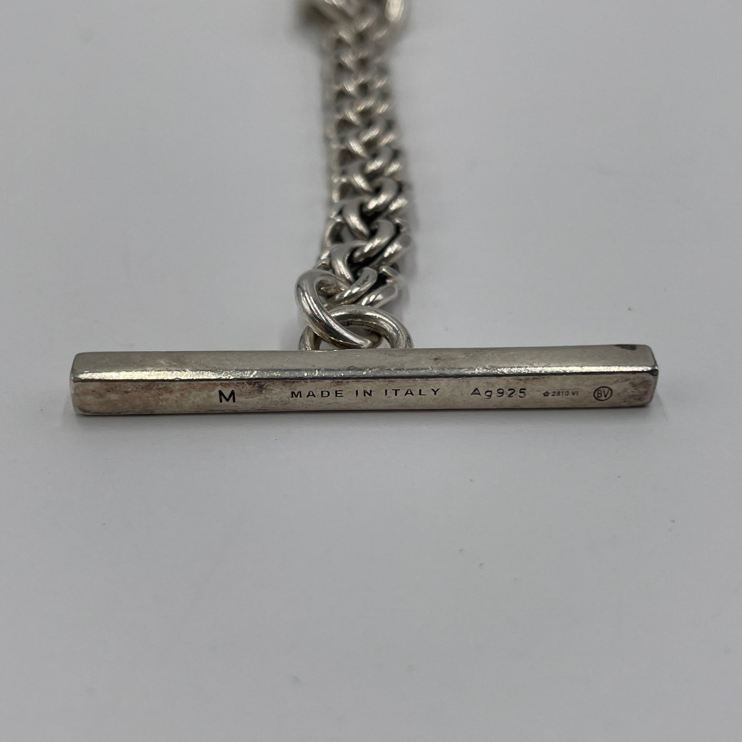 Bottega Veneta ボッテガヴェネタ シルバー アルジェントアンティークブレスレット サイズ:M【C4708-N】