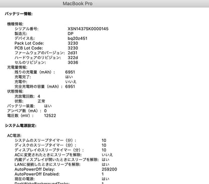 MacBook Pro Retina 13-inch Late 2012 2.5GHz デュアルコア i5 8GB 512GB 【C5693-80】