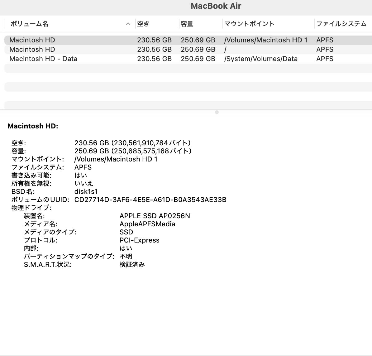 MacBook Air Retina 13インチ 2020 1.1GHz クアッドコア i5 16GB 256GB 【C4040-80】