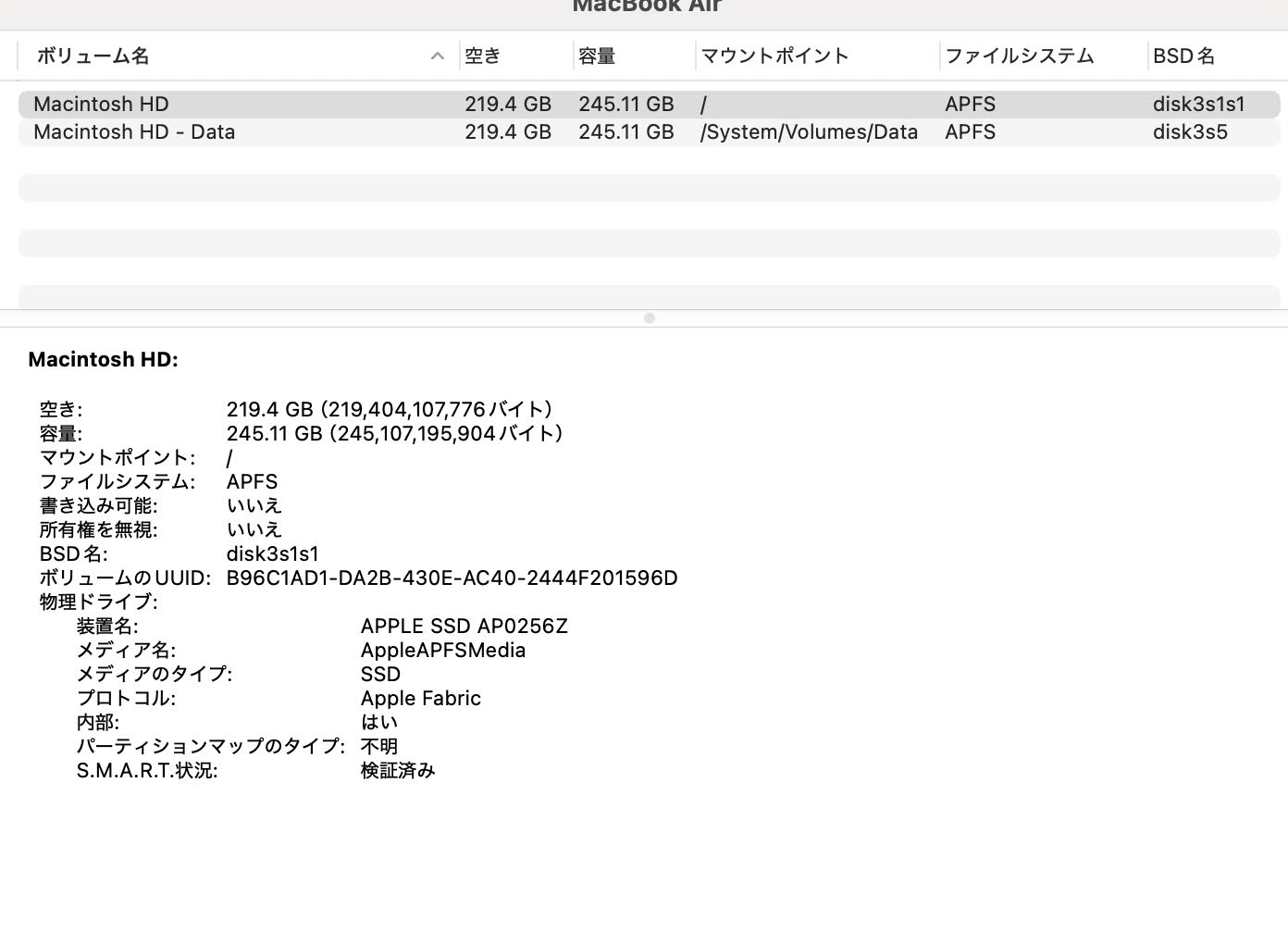 Apple MacBook Air 13インチ M4 16GB 256GB MC6T4J/A バッテリー最大容量100%【C4732-80】