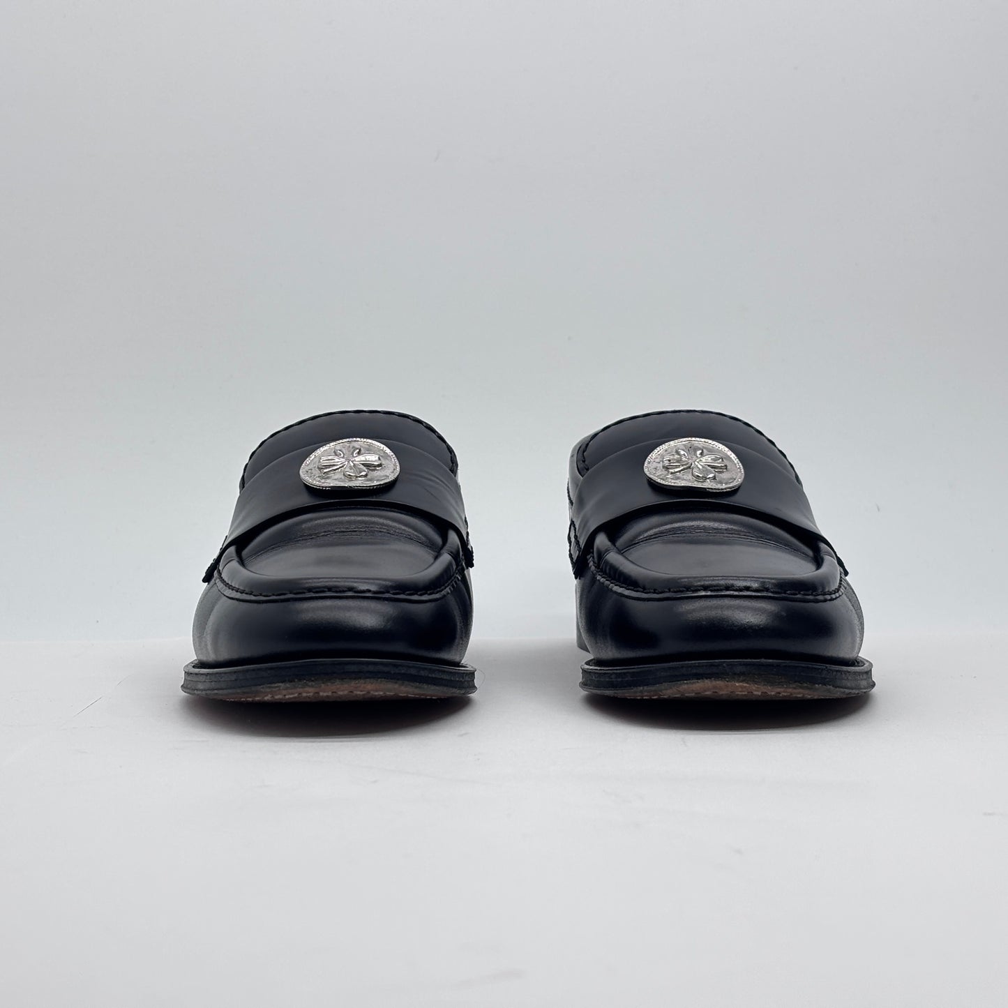 CHANEL G31961 ローファー ブラック 38.5 (24.5cm相当)クローバーマーク付き【C8472-100】