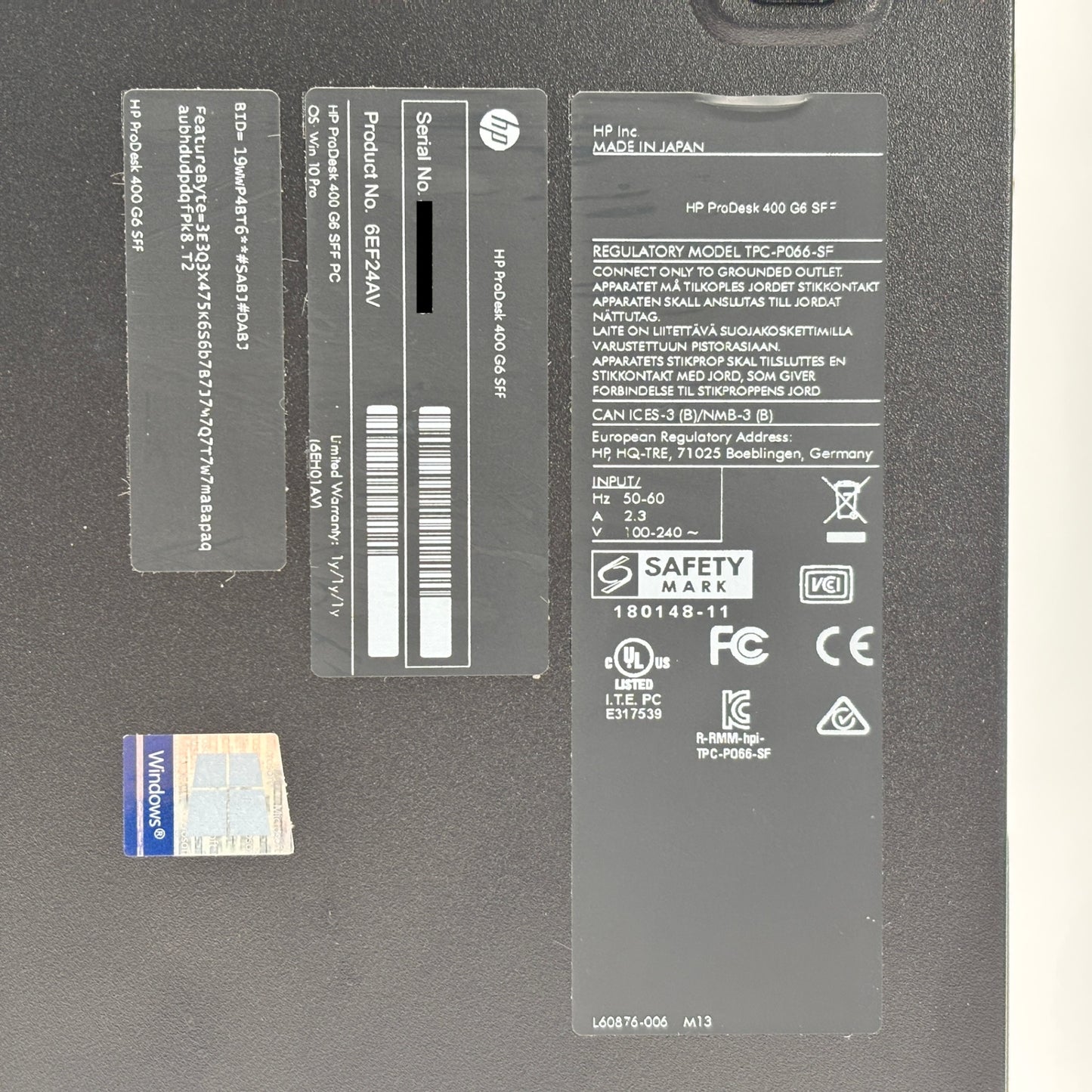 新品SSD HP ProDesk 400 G6 SFF i3-9100 4GB SSD256GB Windows11 Pro【C8341-100】