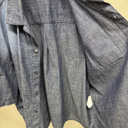 美品 LOEWE メンズ シャツ ショートスリーブ シャツ リネン ロゴコットンシャツ デニム風シャツ【C5807】