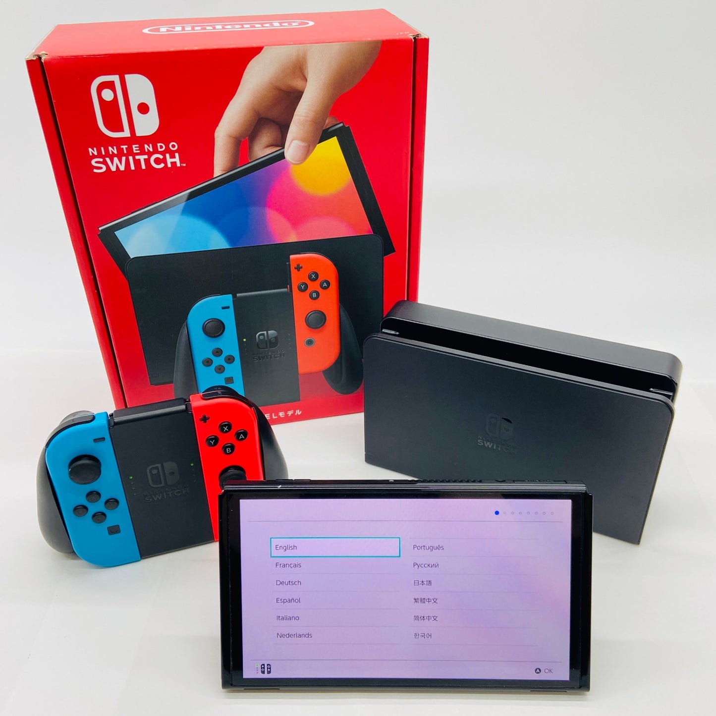 Nintendo Switch (有機ELモデル) HEG-S-KABAA [ネオンブルー・ネオンレッド] 付属品完備【C4484-80】