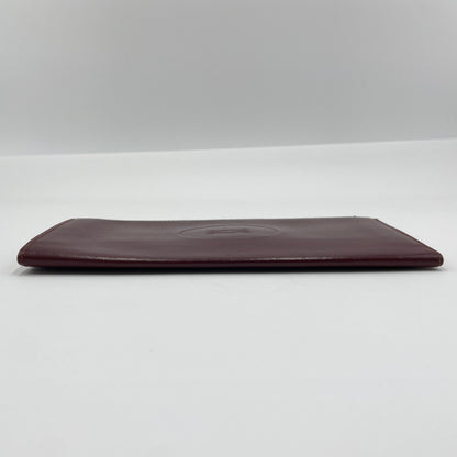 カルティエ ヴィンテージ マストライン 二つ折り 札入れ 長財布 サイフ C2ロゴ カード入れ レザー ボルドー Cartier 【C3705-N】