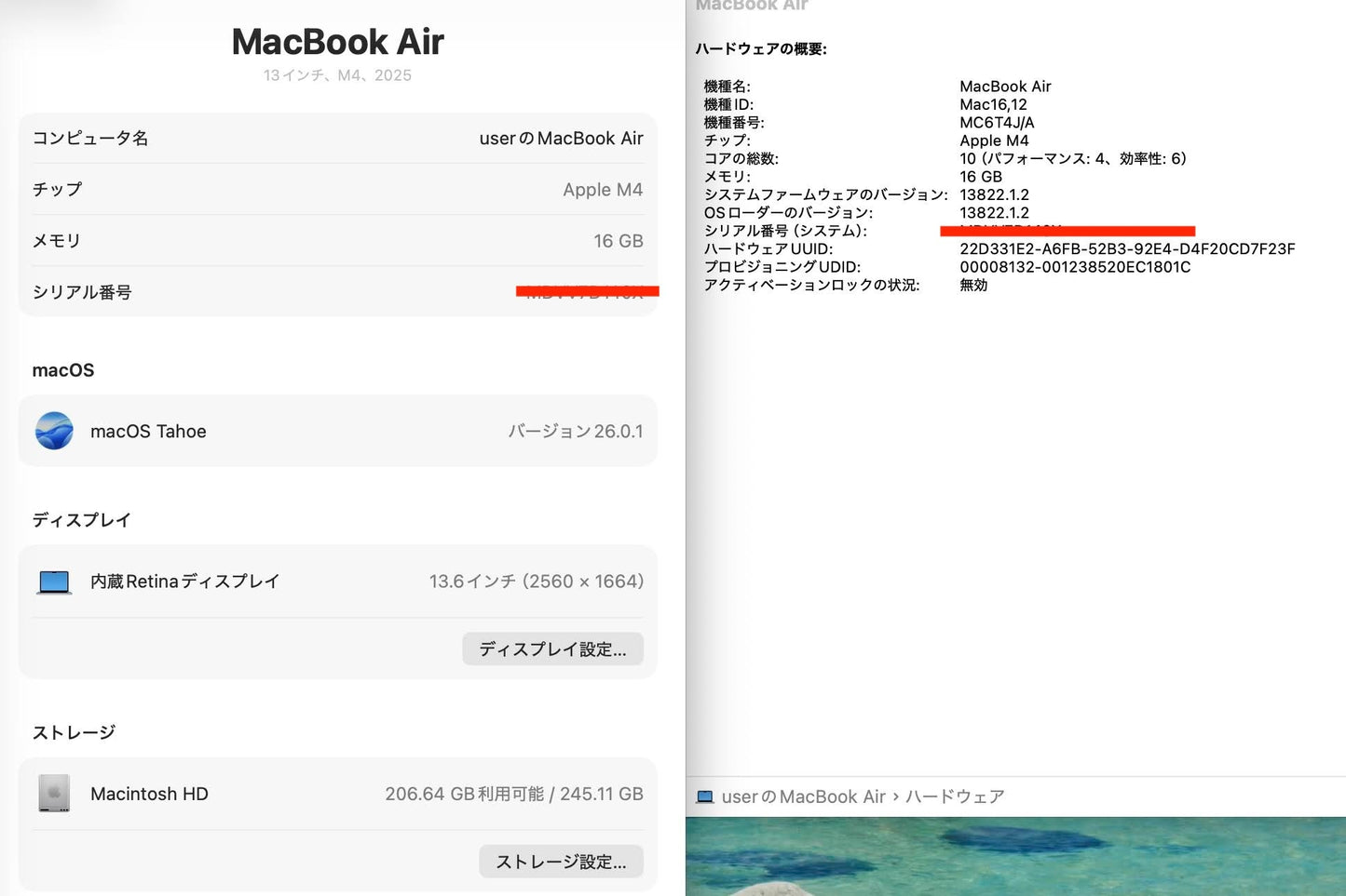 美品 Apple MacBook Air 13インチ MC6T4J/A 2025 M4 16GB SSD256GB 充放電回数5回 バッテリー最大容量100%【C6068-80】