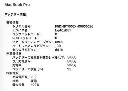 美品 バッテリー最大容量100% Apple MacBook Pro 14インチ MW2W3J/A M4 10C CPU 16GB SSD 512GB【C7742-80】