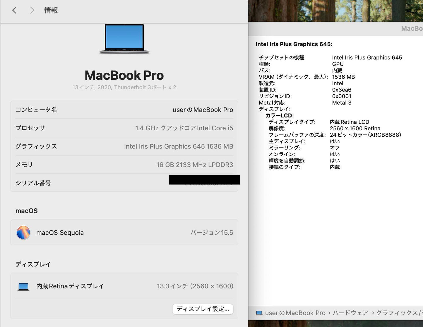 Apple MacBook Pro 2020 13インチ i5 16GB 256GB 付属品完備【C4000-80】