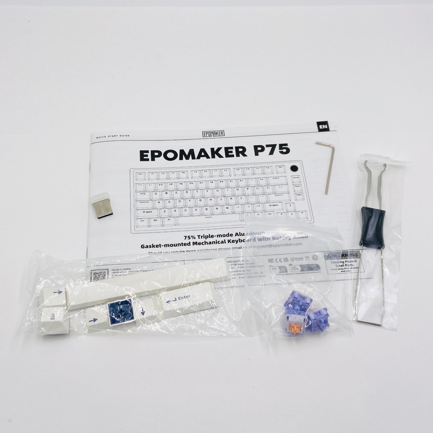 EPOMAKER P75 ワイヤレス アルミニウム メカニカルキーボード 柴藤花軸 【C7209-80】