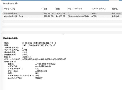 Apple MacBook Air 13インチ (Early 2025) Apple M4 10コア 16GB SSD 256GB スターライト MW0Y3J/A バッテリー最大容量100%【C6563-80】