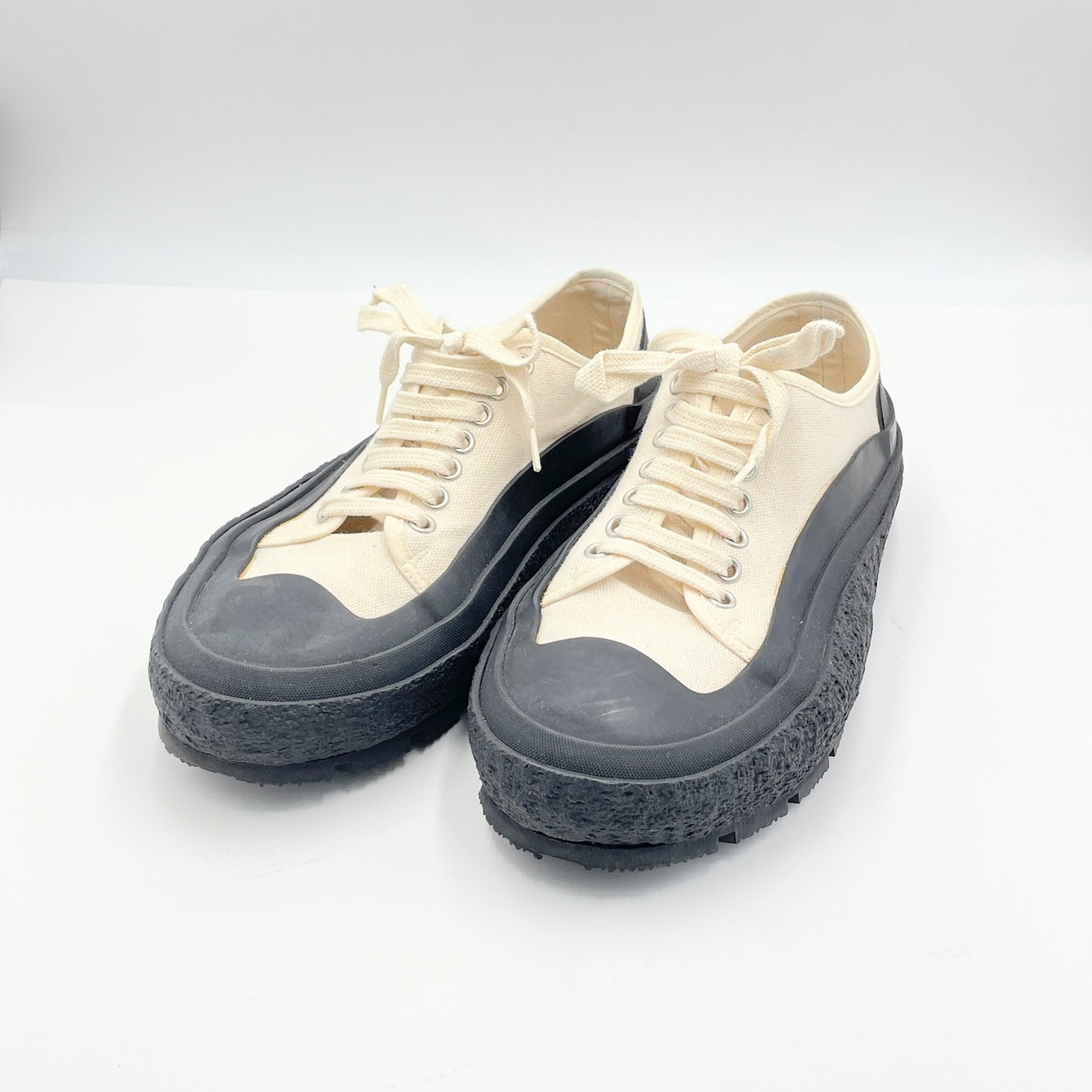 ジルサンダー JIL SANDER スニーカー ローカット レースアップ キャンバス シューズ メンズ 40 アイボリー【C7005-80】