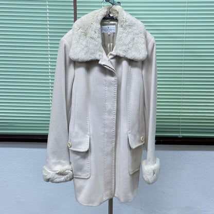 美品 TRUSSARDI トラサルディ ファー付ロングコート 【C5629】