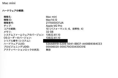 新品同様 美品 Mac mini 2023 M2 pro 10コア GPU 16コア 32GB 1TB  【C6019-80】付属品完備