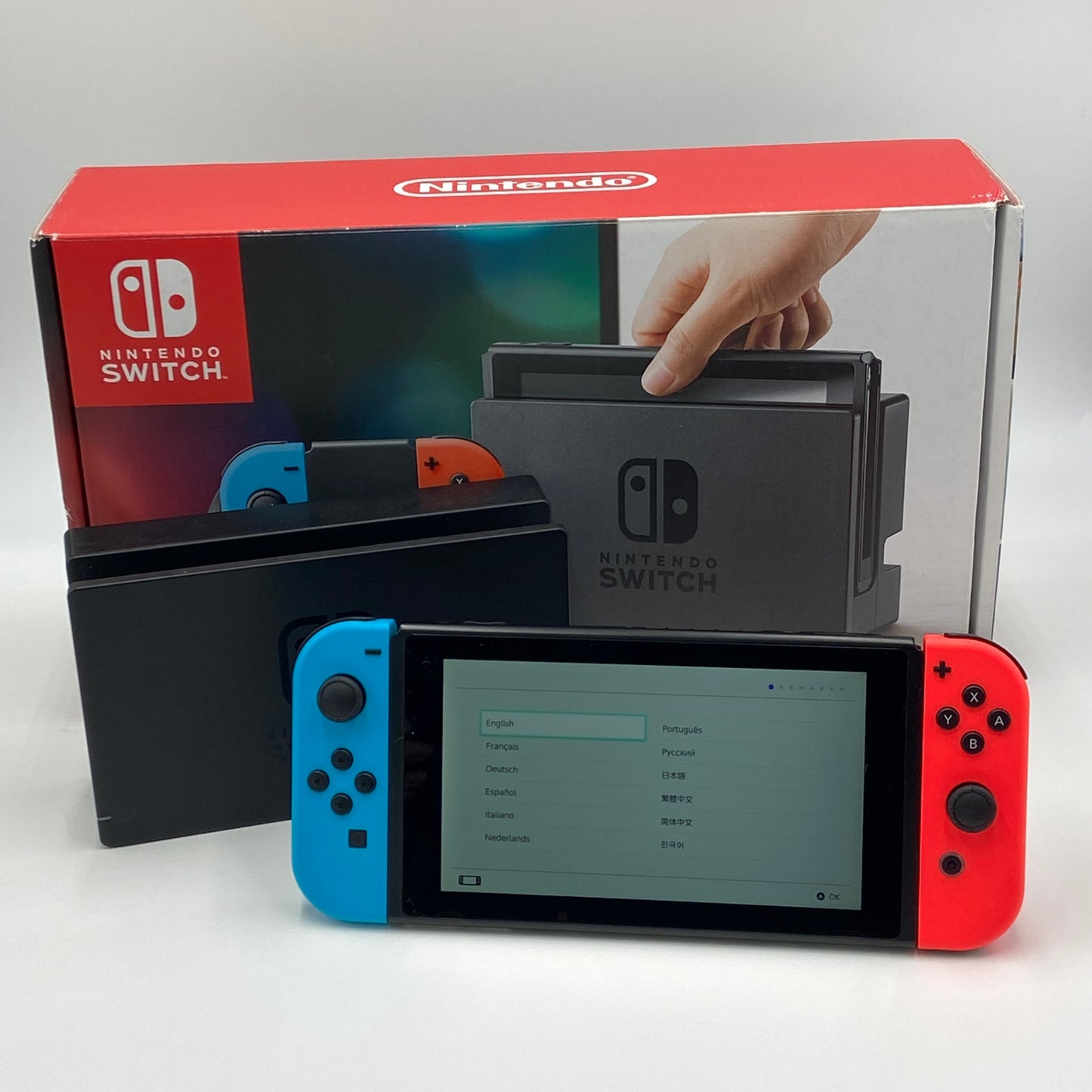 Nintendo Switch ニンテンドースイッチ本体 HAC-S-KABAA ネオンブルー/ネオンレッド 付属品完備【C5303-80】