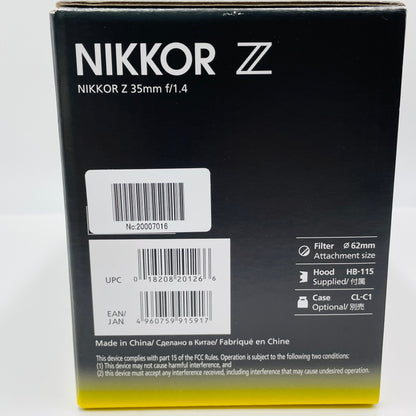 美品 Nikon (ニコン) NIKKOR Z 35mm F1.4【C4631-60】