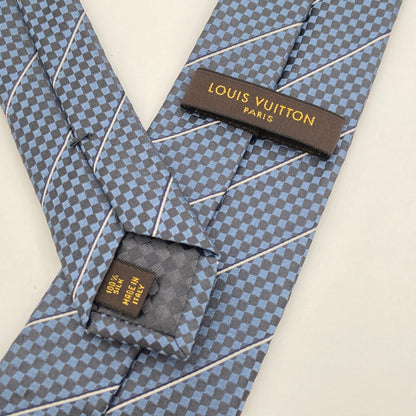 未使用 LOUIS VUITTON グレーチェック柄ネクタイ【C6592-C】