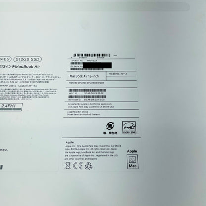 Apple MacBook Air M3 2024 MXCV3J/A  8C CPU 10C GPU 16GB SSD 512GB バッテリー最大容量100%【C4780-80】