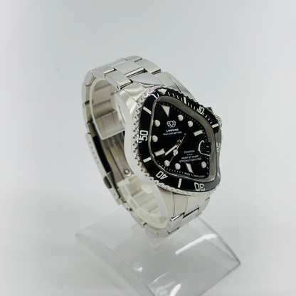 LAARVEE PEA001 SILVER PRECISION STEEL BLACK BEZEL&BLACK DIAL シルバー ブラック サブマリーナ 腕時計【C4591-60】