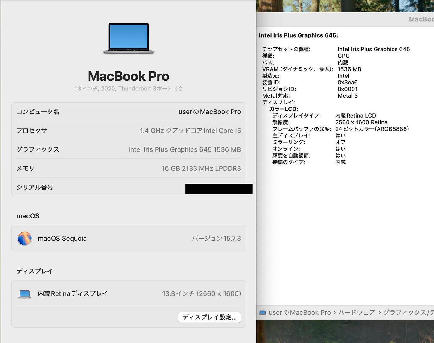 美品 Apple MacBookPro 13インチ 2020 i5 1.4GHz 16GB 256GB 【C5762-80】