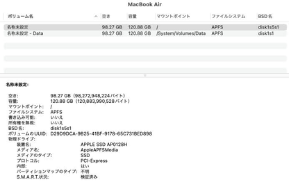 MacBook Air 2015 11インチ Core i5 4GB SSD 128GB US配列  付属品完備【C8648-80】