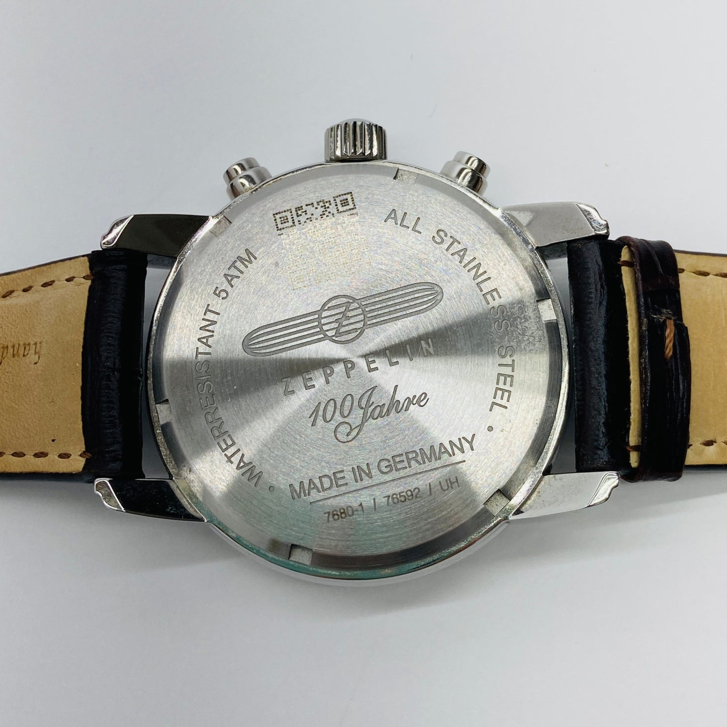 美品 ZEPPELIN (ツェッペリン) 腕時計 ツェッペリン100周年記念モデル アイボリー×ブラウン 7680-1【C4254-60】