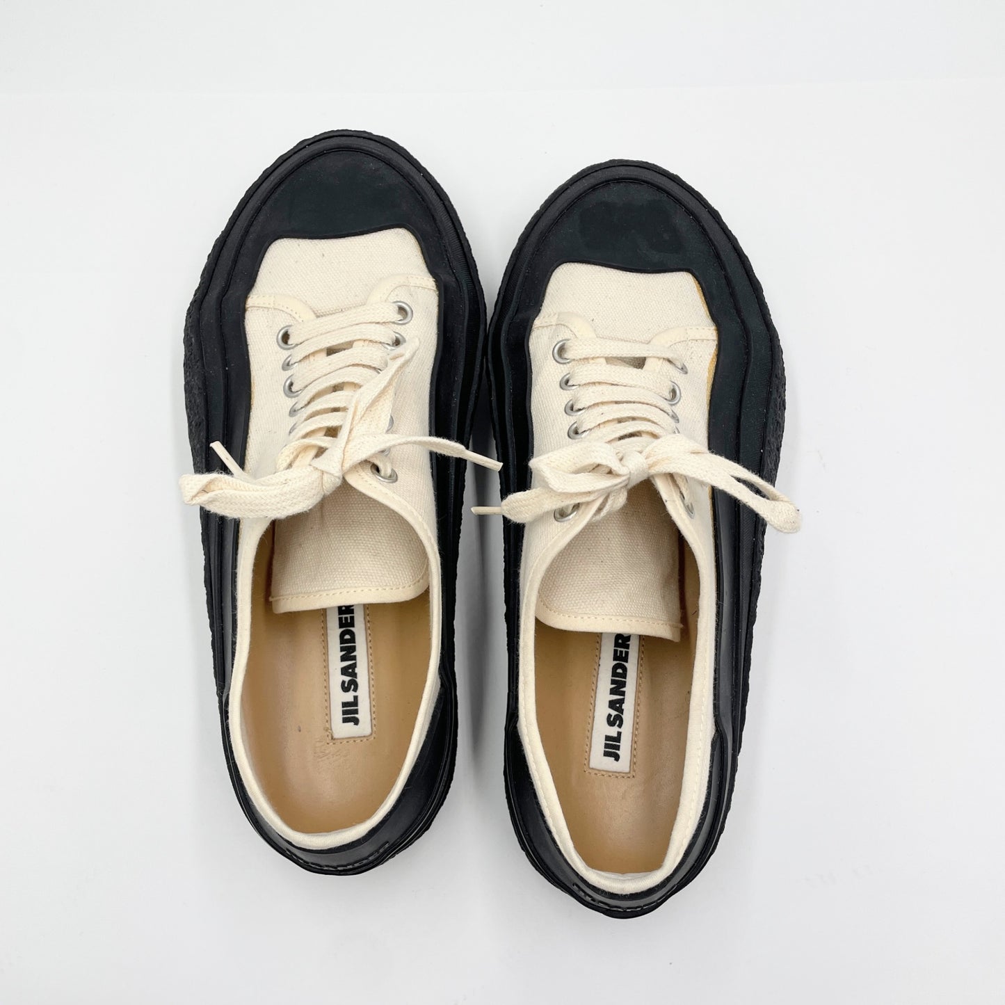 ジルサンダー JIL SANDER スニーカー ローカット レースアップ キャンバス シューズ メンズ 40 アイボリー【C7005-80】