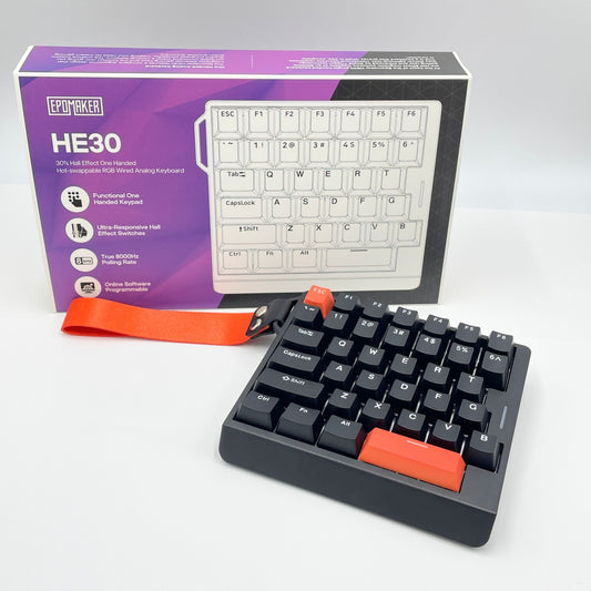 美品 EPOMAKER HE30 左手デバイス 片手キーボード 　ブラック・オレンジ 付属品完備【C7393-60】
