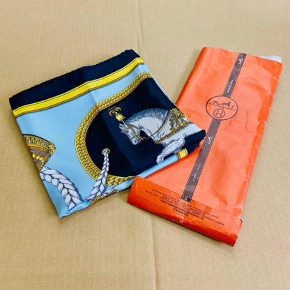 美品 HERMES エルメス スカーフ シルク 大判 馬 カレ90【C41-80】