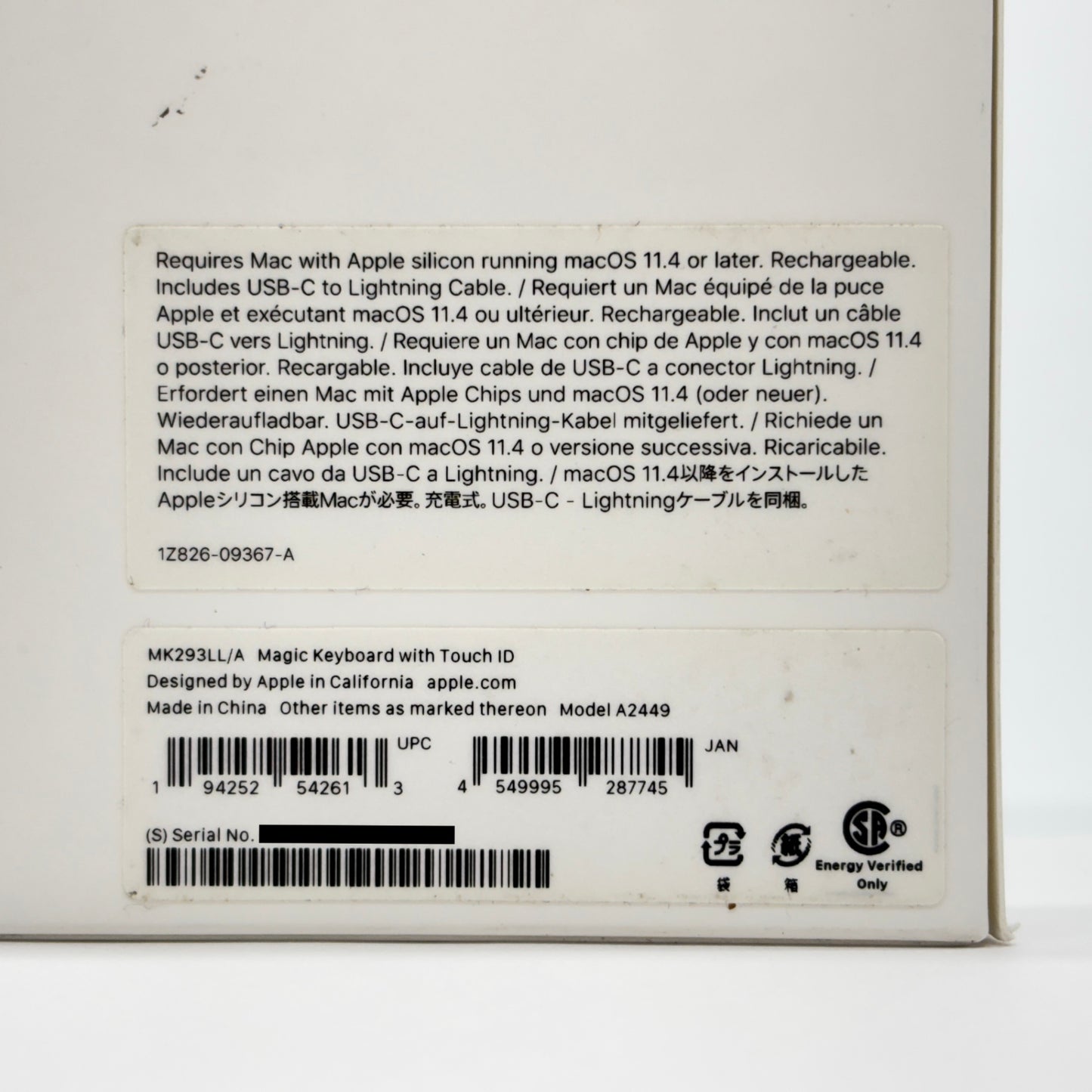美品 Apple Magic Keyboard マジックキーボード with Touch ID MK293LL/A【C8558】