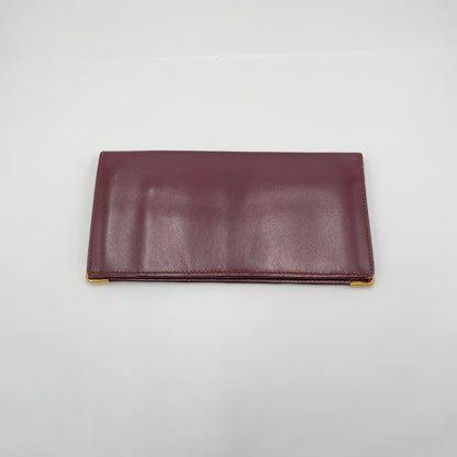 カルティエ ヴィンテージ マストライン 二つ折り 札入れ 長財布 サイフ C2ロゴ カード入れ レザー ボルドー Cartier 【C3705-N】