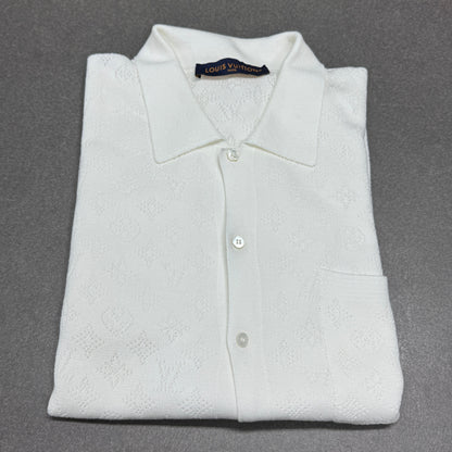 ルイヴィトン ポインテール ショートスリーブ シャツ Monogram Pointelle Short-Sleeved Shirt サイズ:L【C5806】