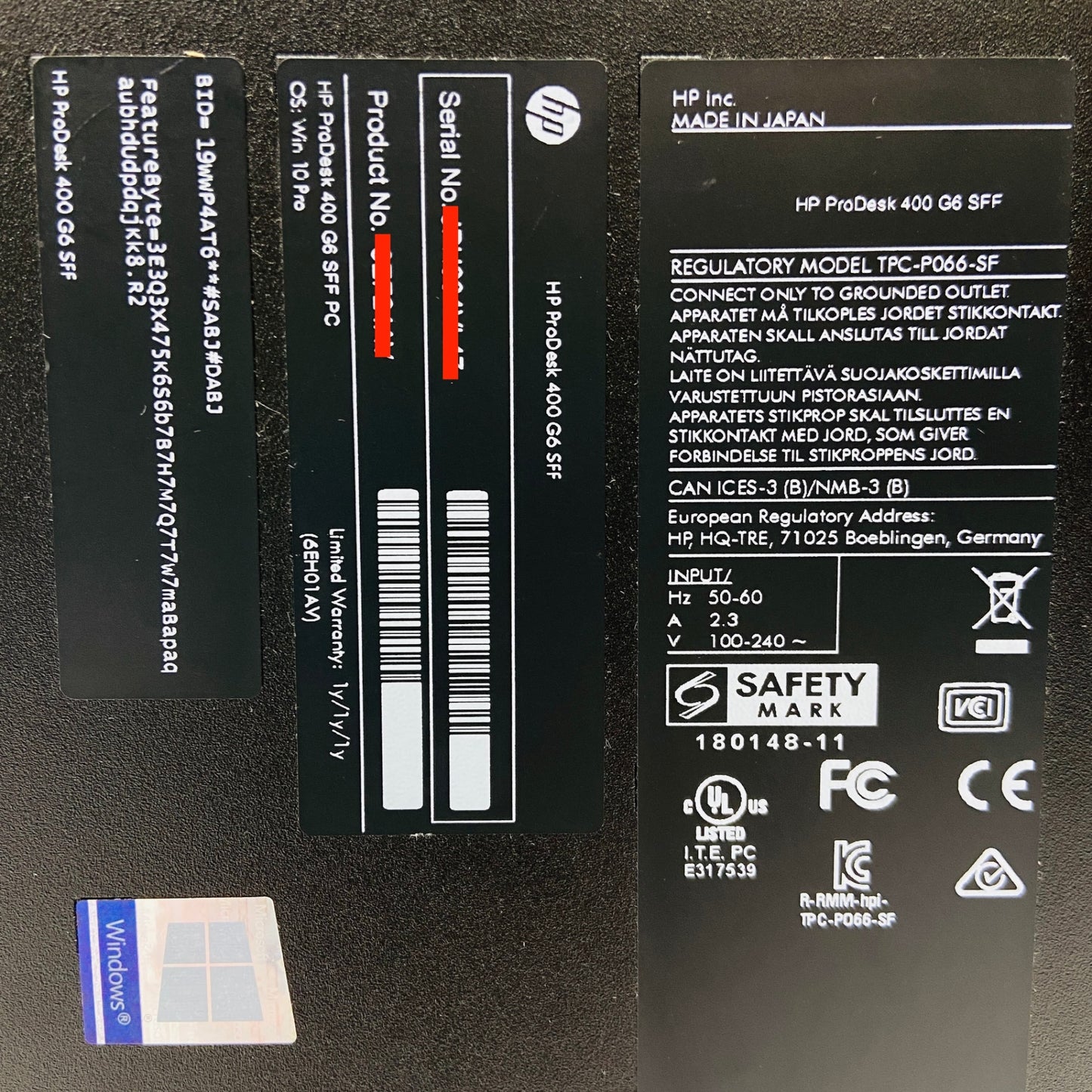 新品SSD HP prodesk 400 g6 sff i5-9500 8GB SSD256GB Windows11 Pro【C4150-100】