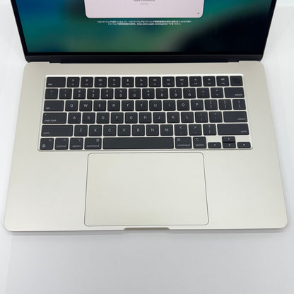 新品同様 美品　US配列 Apple MacBook Air M3  2024 15インチ 8GB 256GB スターライト MRYR3JA/A バッテリー最大容量100%【C5666-80】