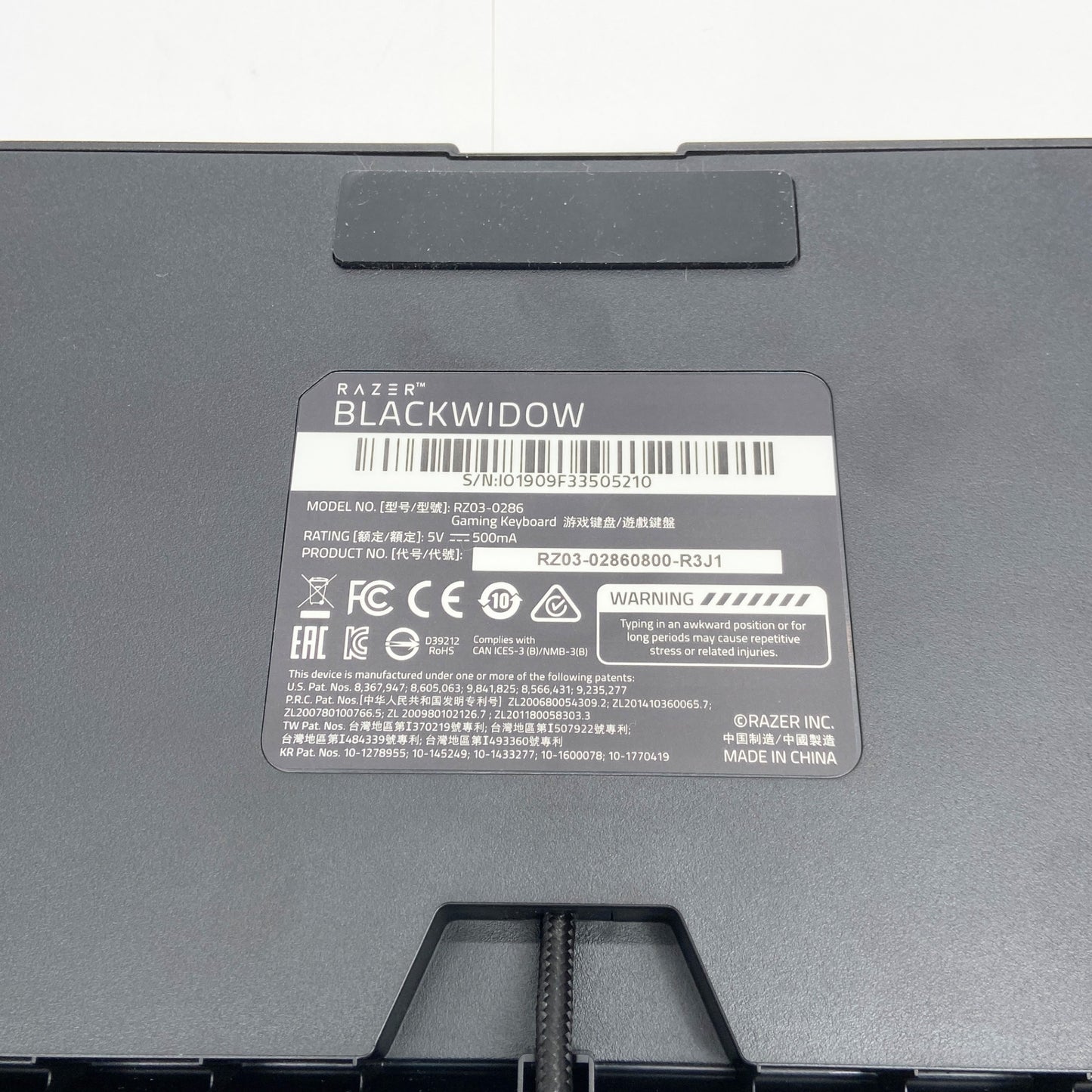 美品 Razer BlackWidow V3 Mechanical Gaming Keyboard	【C5322-100】
