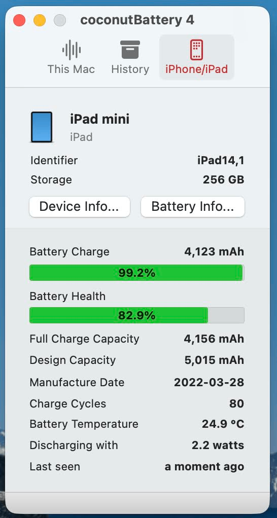 美品 Apple iPad mini 第6世代 256GB スペースグレイ Wi-Fiモデル MK7T3J/A A2567  バッテリー最大容量82% 【C5342-C】