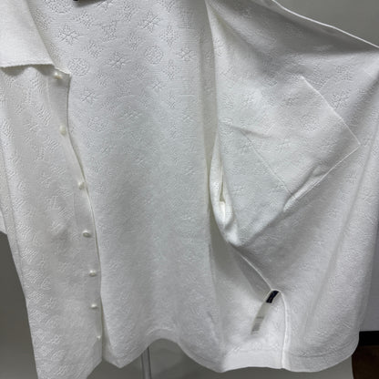 ルイヴィトン ポインテール ショートスリーブ シャツ Monogram Pointelle Short-Sleeved Shirt サイズ:L【C5806】