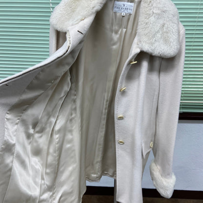 美品 TRUSSARDI トラサルディ ファー付ロングコート 【C5629】