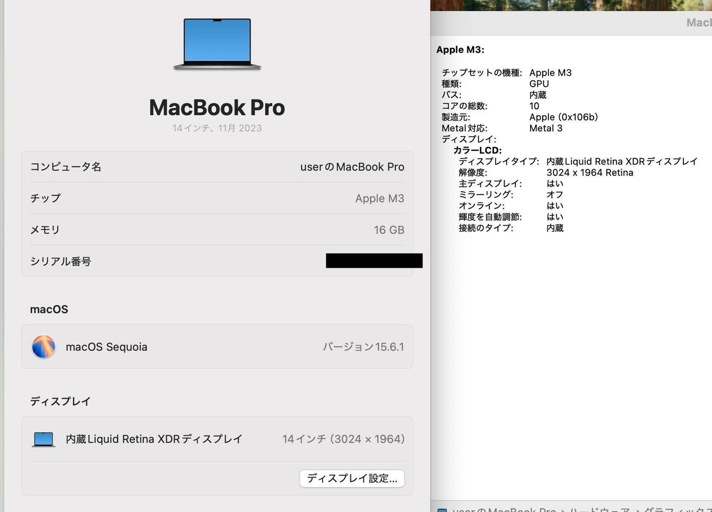 美品 Apple MacBook Pro 14インチ M3 16GB 512GB シルバー バッテリー最大容量97%【C4562-80】