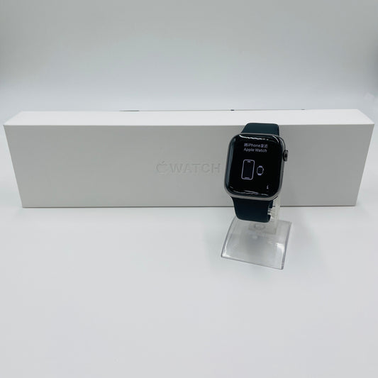Apple Watch Series7 45mm Cellularモデル グラファイトステンレススチールケース/ミッドナイトスポーツバンド MNAX3J/A バッテリー最大容量84%【C4824-60】