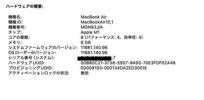 Apple MacBook Air Retina 13インチ (Late 2020) Apple M1  8GB SSD 256GB シルバー MGN93J/A  バッテリー最大容量89%  【C4563-80】