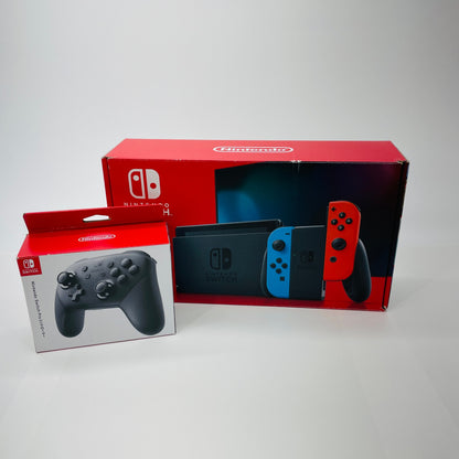 Nintendo Switch 本体 ネオンブルー ネオンレッド 新モデル HAD-S-KABAA 付属品完備　proコントローラーセット	【C4821-80】