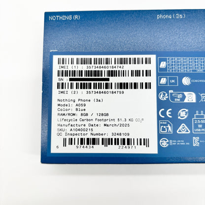 新品同様 美品 Nothing Phone (3a) A059 8GB 128GB ブルー【C8826-C】