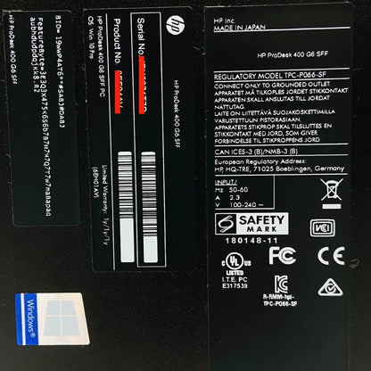 新品SSD HP prodesk 400 g6 sff i5-9500 8GB SSD256GB Windows11Pro【C4148-100】