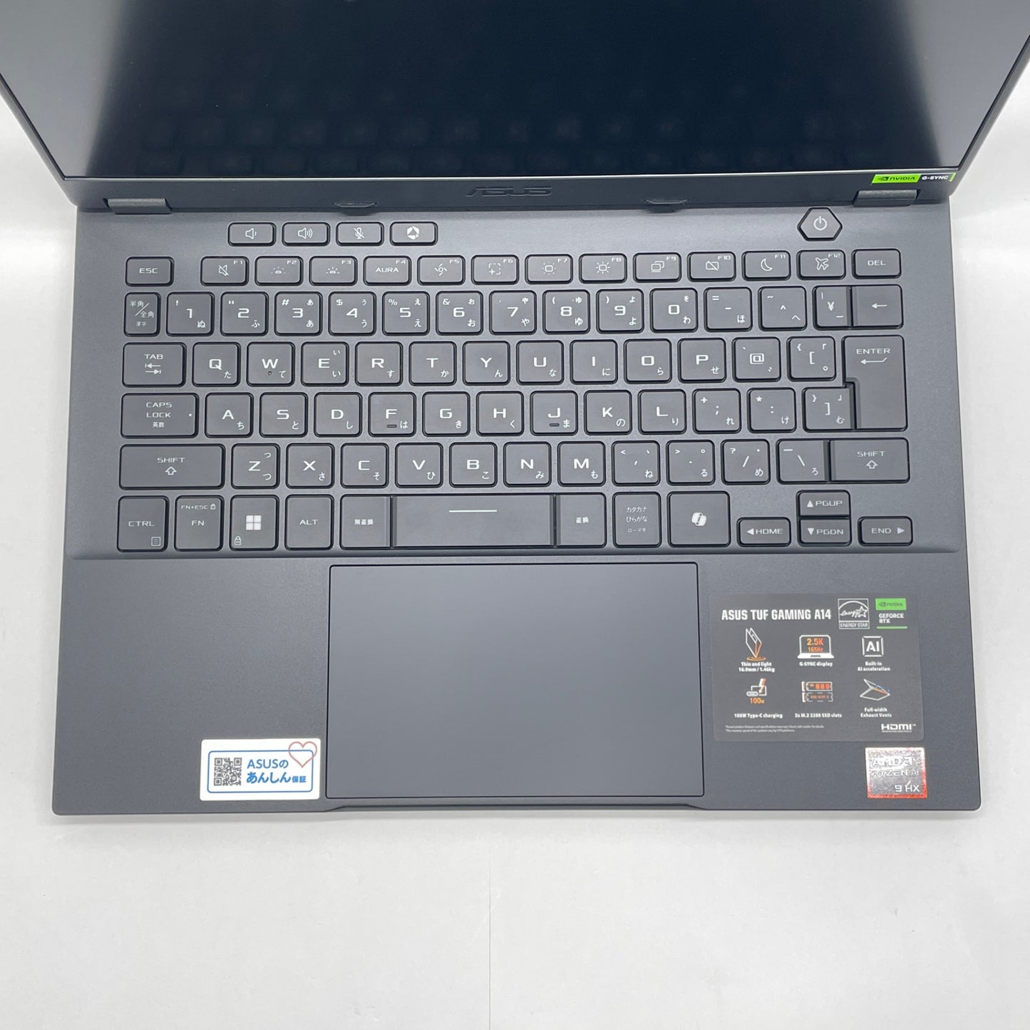 美品 ASUS TUF Gaming A14 FA401WV Ryzen AI 9 HX 370 32GB SSD 1TB RTX 4060 バッテリー最大容量95% 【C7910-100】