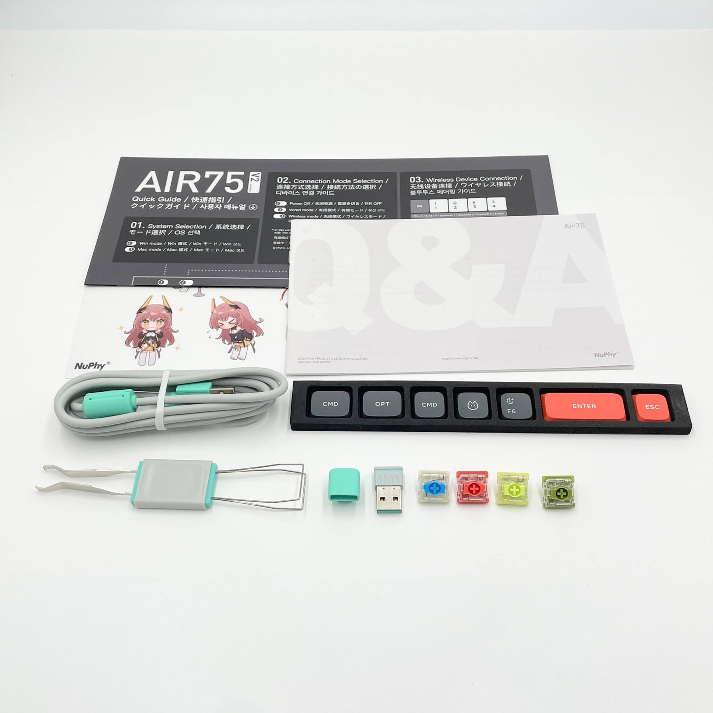 Nuphy Air75 V2 ワイヤレスメカニカルキーボード Wisteria 2.0 英語配列 元箱・付属品あり【C7329-80】