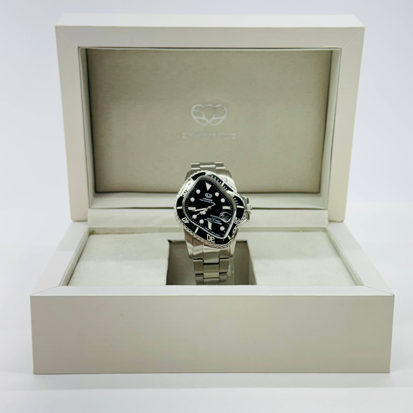 LAARVEE PEA001 SILVER PRECISION STEEL BLACK BEZEL&BLACK DIAL シルバー ブラック サブマリーナ 腕時計【C4591-60】