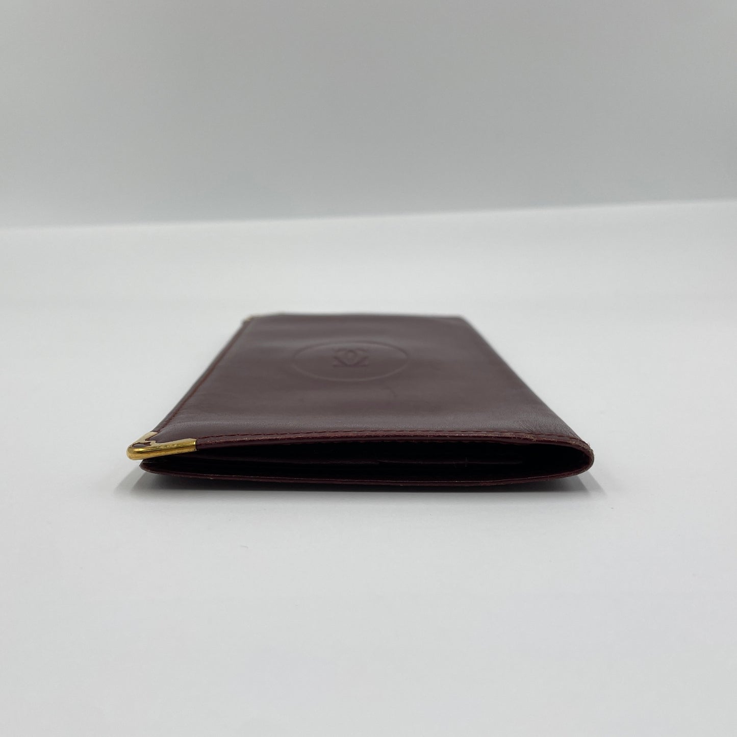 カルティエ ヴィンテージ マストライン 二つ折り 札入れ 長財布 サイフ C2ロゴ カード入れ レザー ボルドー Cartier 【C3705-N】